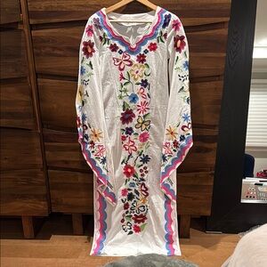 60’s Long Bell-sleeve multicolor dress Sz Small